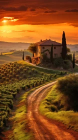Captivating Sunset at an Italian Farmhouse and Vineyard