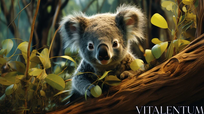 Charming Koala Illustration in a Natural Setting AI Image