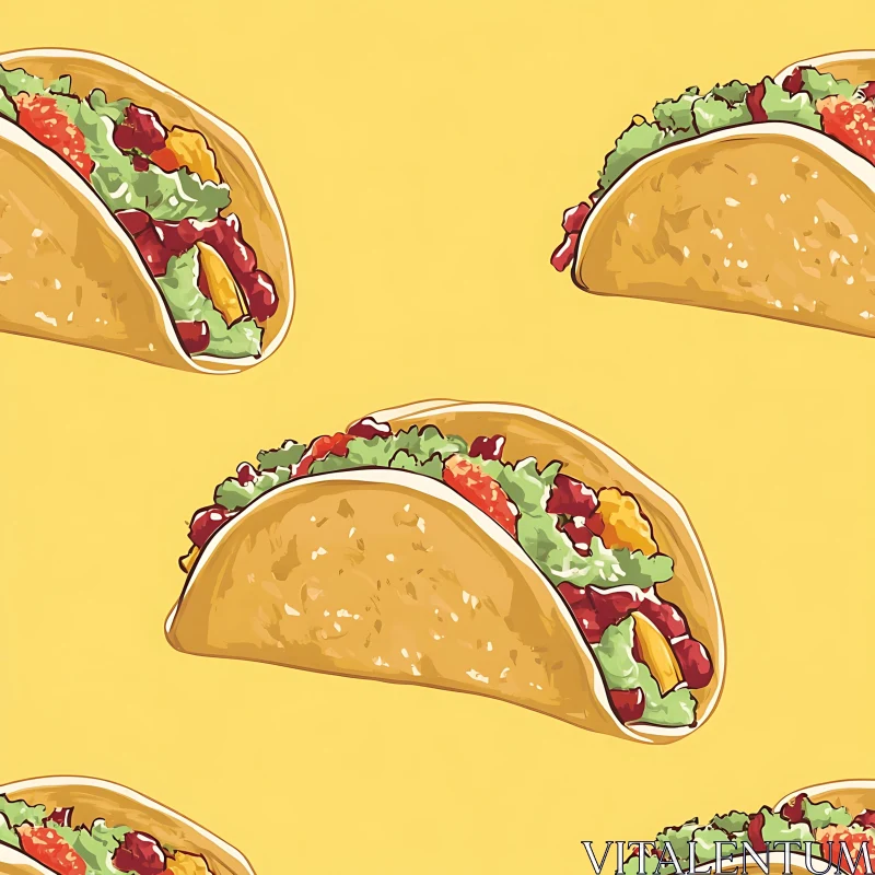 Mexican Taco Pattern Art AI Image