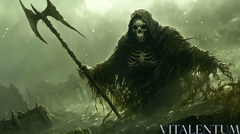 AI ART Shrouded Skeleton with Trident