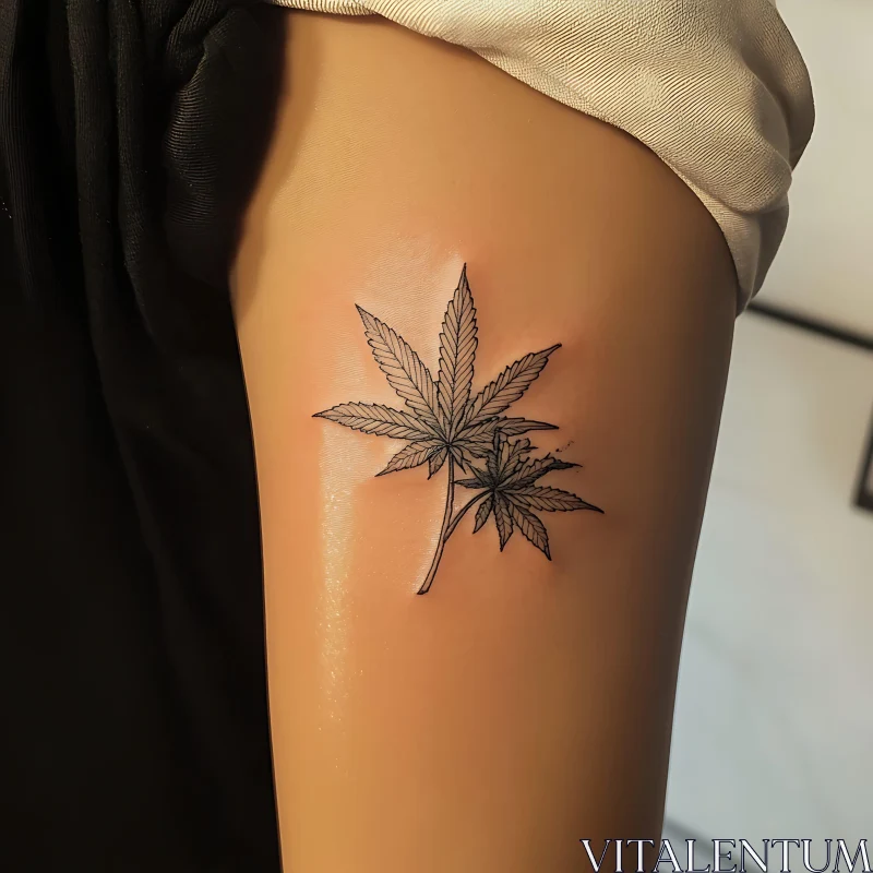 Maple Leaf Tattoo Design on Upper Arm AI Image