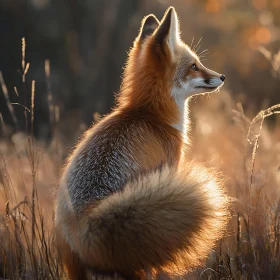 Fox Portrait in Tall Grass