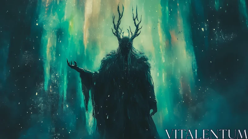 AI ART Mystic Forest Guardian with Antlers