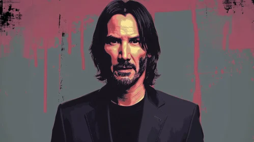 Expressive Portrait of Keanu Reeves in Art