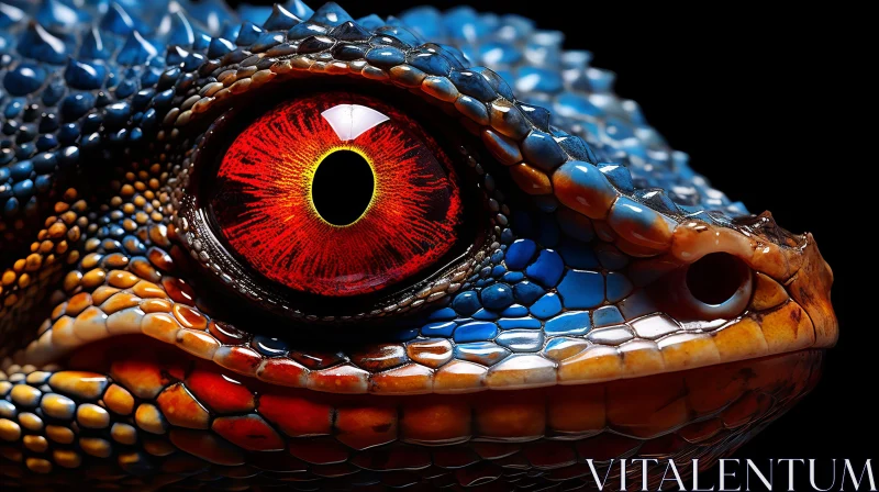 AI ART Intricate, Detailed Image of a Lizard with Bright Red Eyes