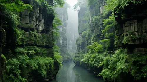 Tranquil Canyon in Taiwan, China - Ethereal and Serene Nature Scene