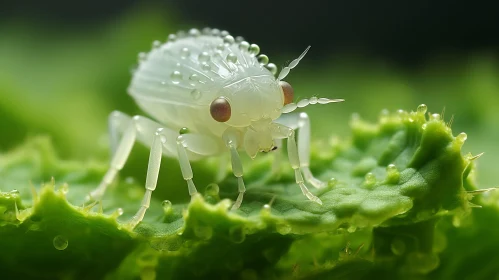 White Insect on Leaf: A Solarpunk Inspired Artwork