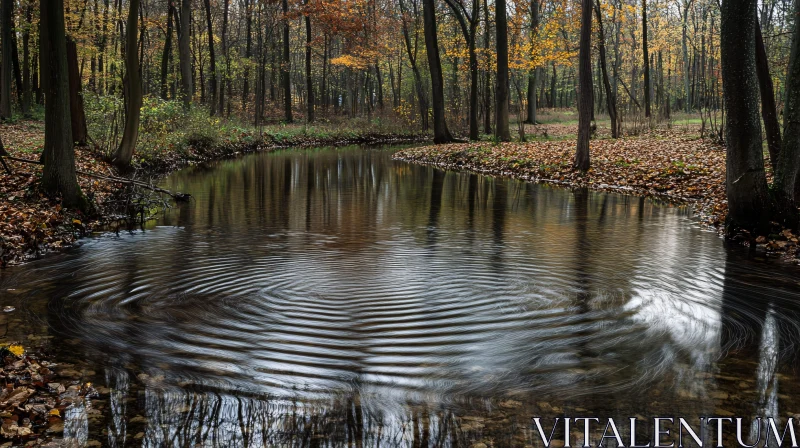 AI ART Tranquil Autumn Forest with Calm River and Ripples