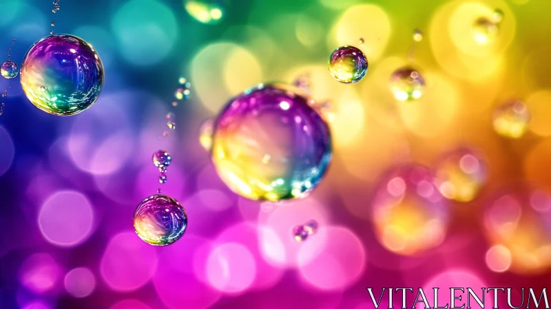 Colorful Reflections in Water Spheres AI Image