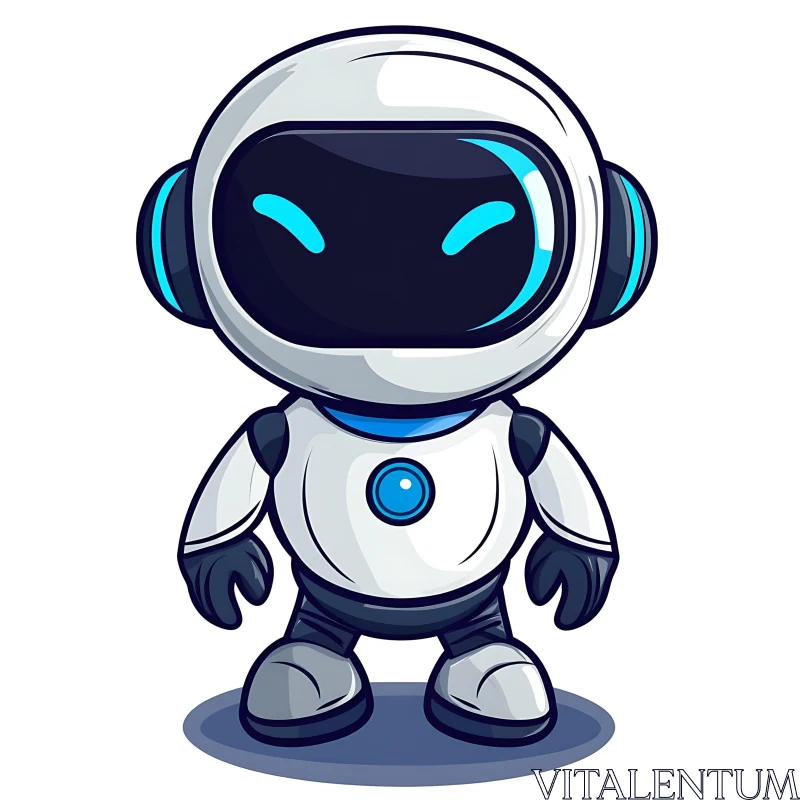 Cute Robot Character Design, Cartoon Style AI Image