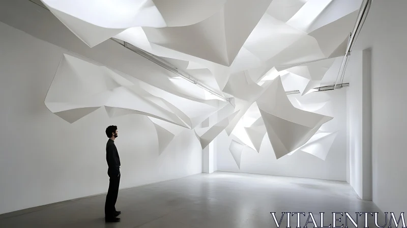 Modern Art Installation with Geometric Shapes AI Image