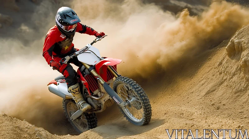 Motocross Rider Kicking up Dust AI Image