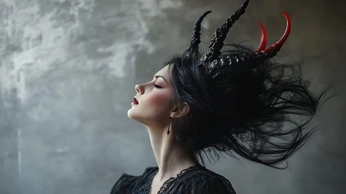 Woman with Horns in Profile