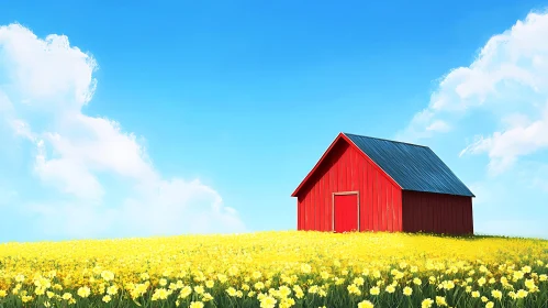 Rural Barn with Flowers