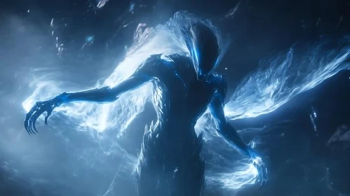 Ethereal Alien Entity in Blue Energy