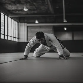 Monochrome Martial Arts Training Scene