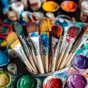 Colorful Paintbrushes Still Life