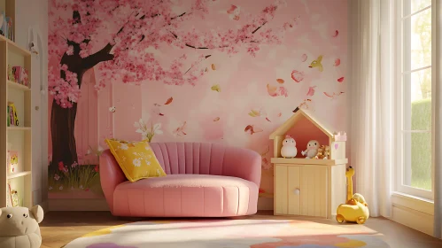 Pink Room with Cherry Blossoms