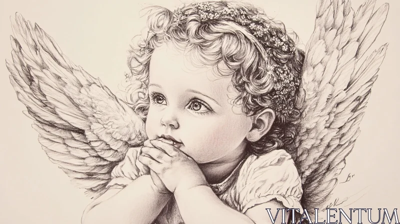 AI ART Monochrome Angelic Child Portrait