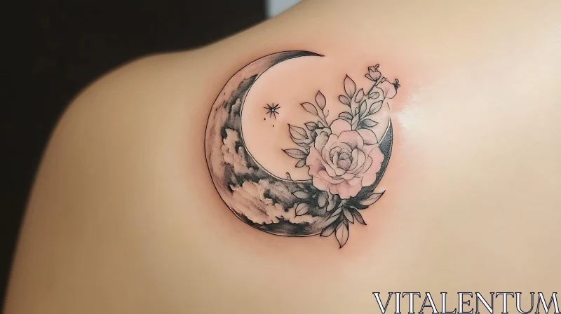 Celestial Floral Tattoo on Shoulder AI Image