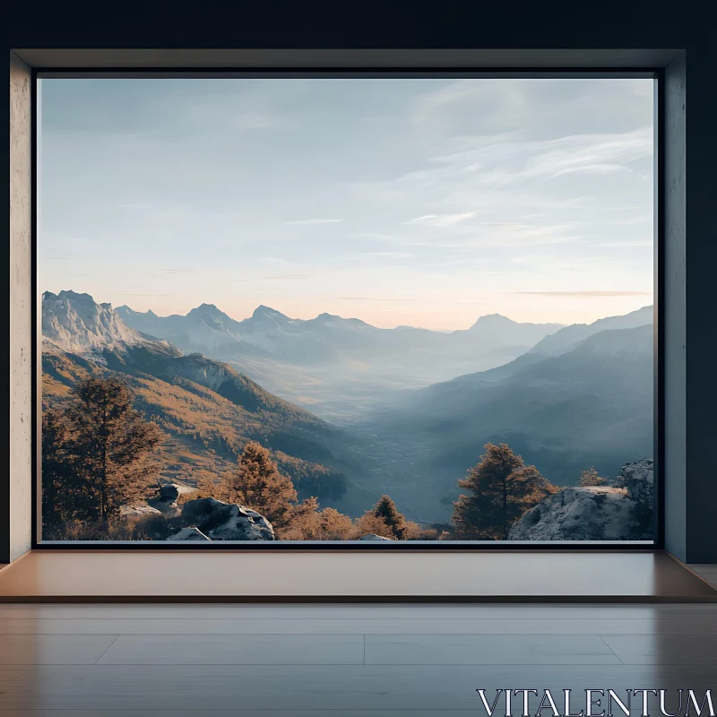 AI ART Framed Mountain Vista