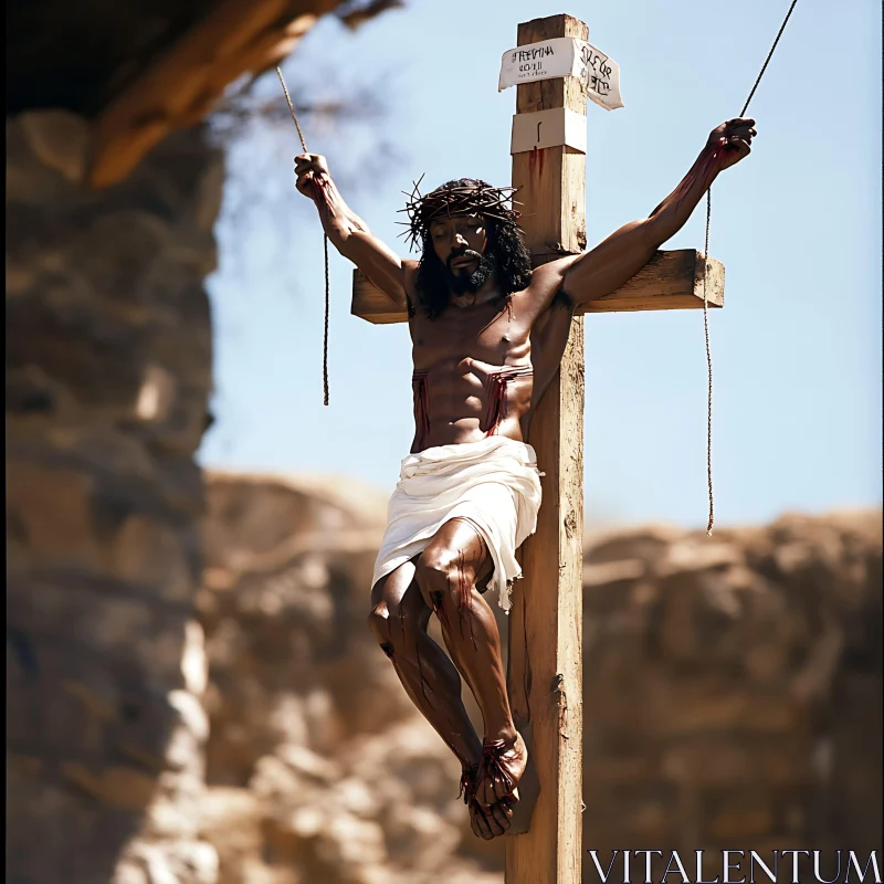 Man on Cross - A Symbolic Representation AI Image