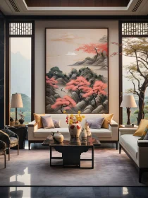 Elegant Interior with Asian-Inspired Painting