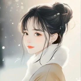 Serene Portrait of a Woman in Winter
