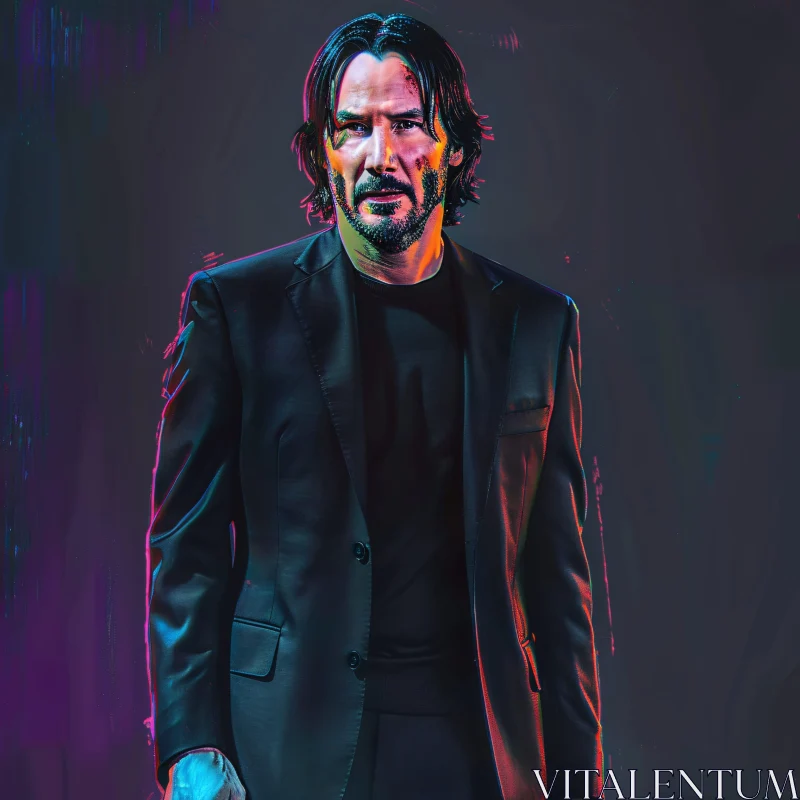 Keanu Reeves in Neon Glow AI Image