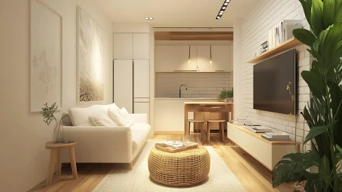 Modern Apartment Interior with White Sofa