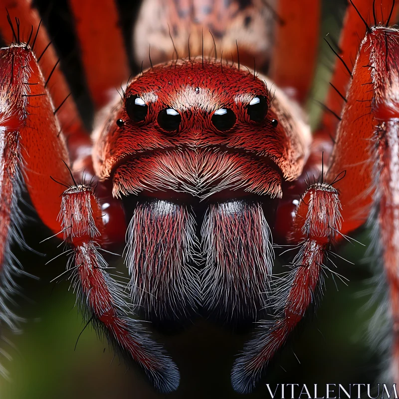 Intricate Details of a Red Spider in Macro Photography AI Image