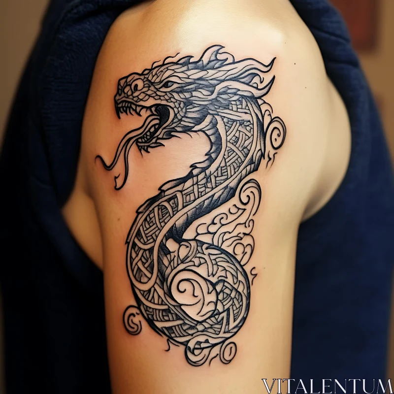 Celtic Dragon Tattoo on Arm AI Image