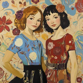 Charming Floral Girls Portrait