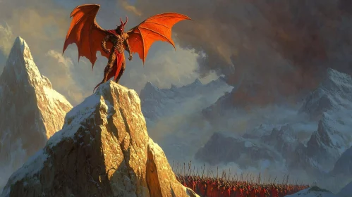 Fiery Demon on Snowy Mountain Peak