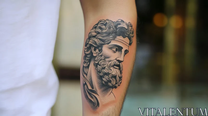 AI ART Intricate Classical Statue Tattoo on Arm