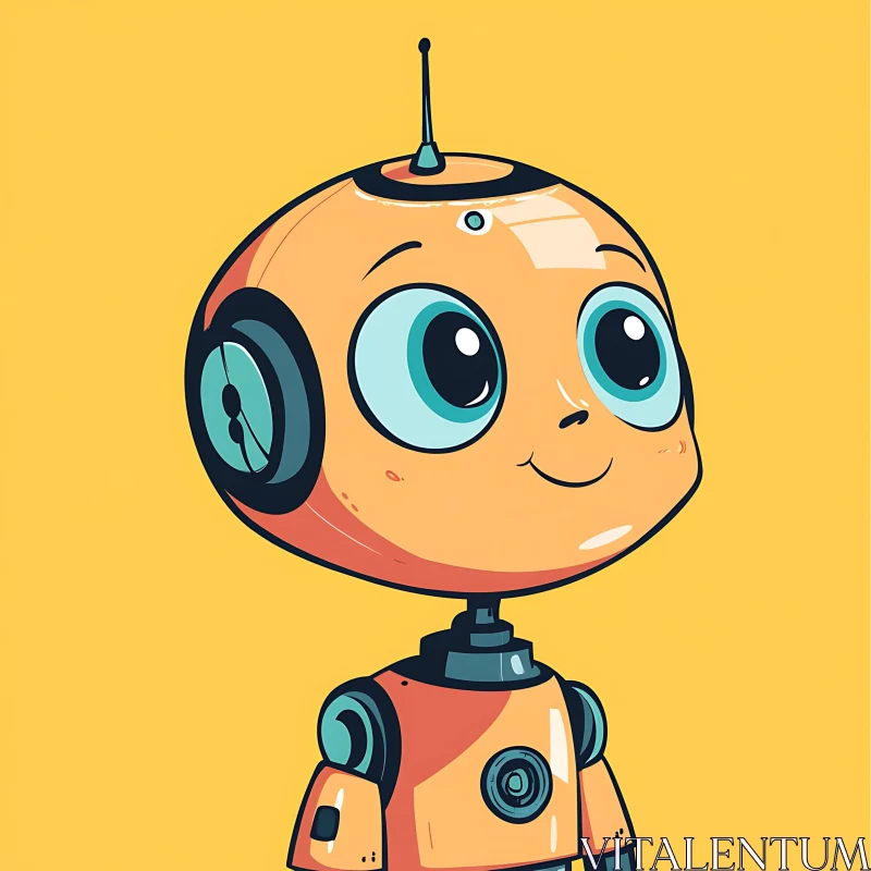 Friendly Robot with Big Eyes AI Image