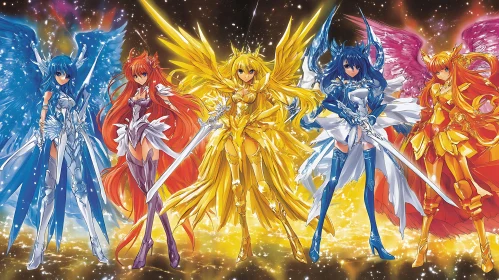 Colorful Armored Anime Angels