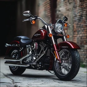 Vintage Motorcycle Burgundy Chrome Details