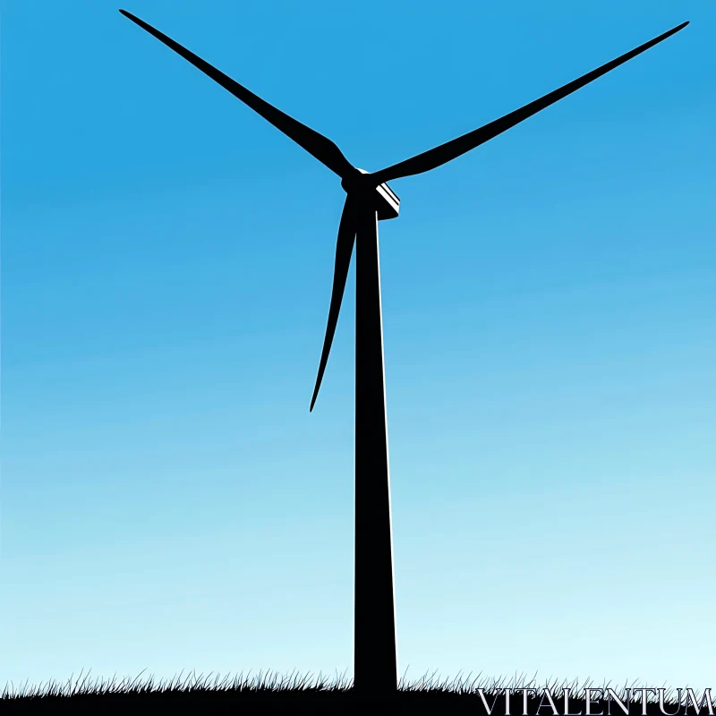 Wind Turbine Against Blue Sky AI Image