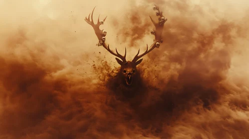 Deer Skull Emerging from Smoke