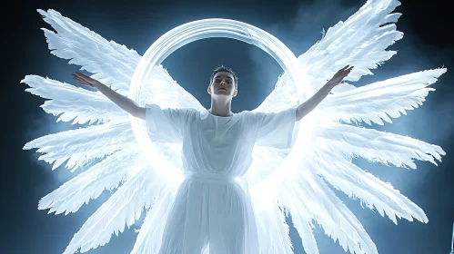Ethereal Angel with Radiant Wings