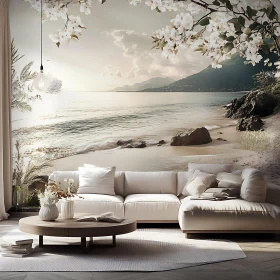 Beach Interior Design with Blossoms