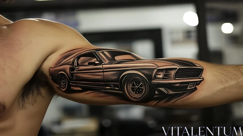 Vintage Car Tattoo on Arm AI Image