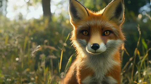 Red Fox Portrait in Natural Setting