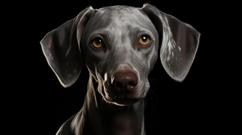 Captivating Weimaraner Puppy Portrait on Black Backdrop