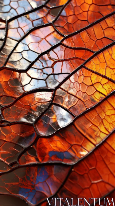 Close-Up View of Orange Butterfly Wing: A Mosaic of Light and Color AI Image