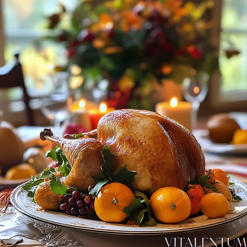 Roasted Holiday Turkey with Fruit AI Image