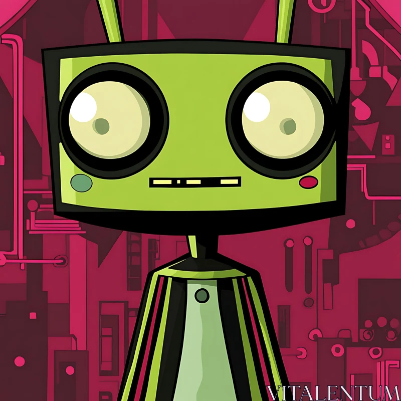 AI ART Animated Green Robot Character