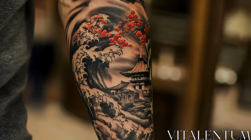 Classic Japanese Tattoo Art on Arm AI Image