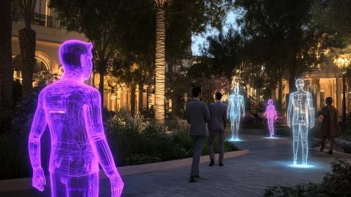 Park with Holographic Figures